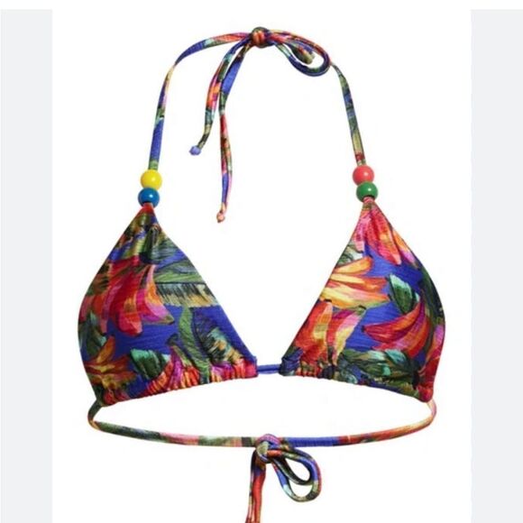 FARM Rio NEW Bananamix string bikini top in royal blue w/vibrant colors & beads - Picture 1 of 8